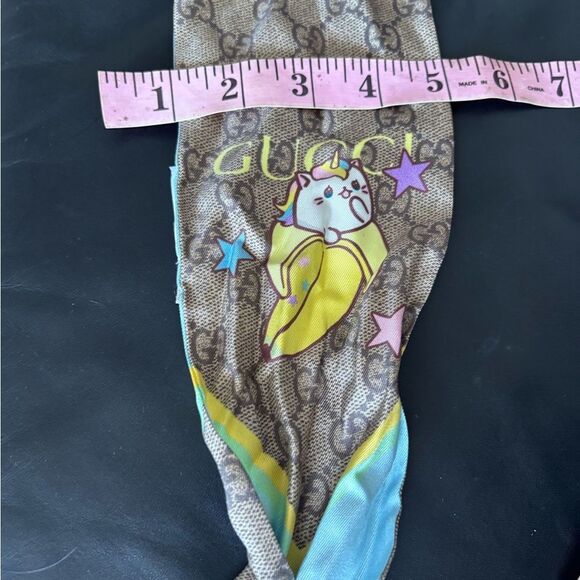 GUCCI Scarf Neck Bow headband Banana Cat Rainbow scarf Celeste Bandeau accessory - Picture 7 of 10